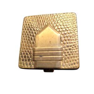 Dorothy Gray Rouge Brass Tone Alligator Buckle Design Compact 1950s Puff & Rouge